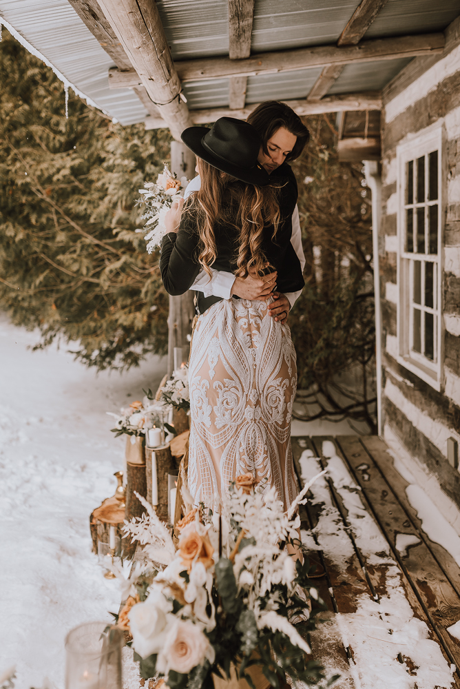 winter cabin elopement