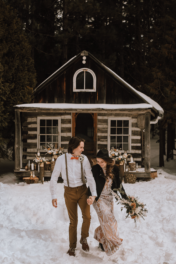 winter cabin elopement