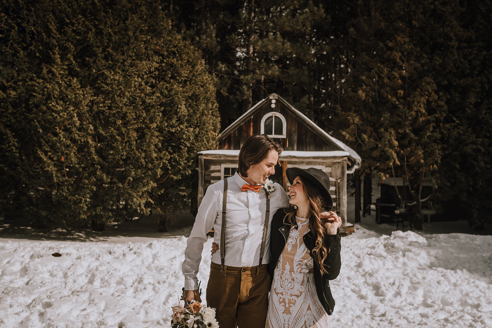 winter cabin elopement