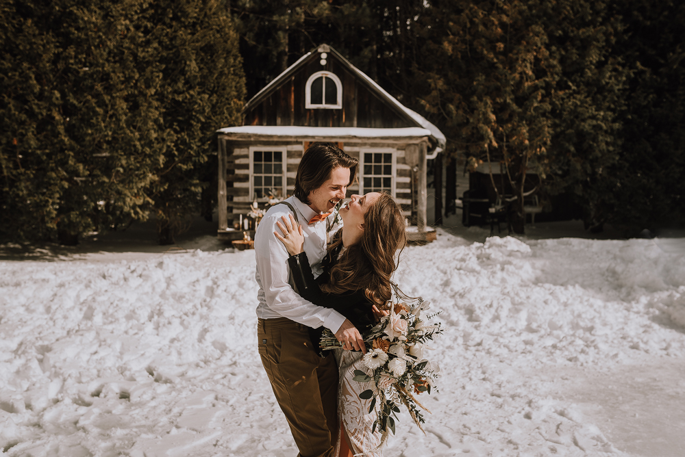 winter cabin elopement