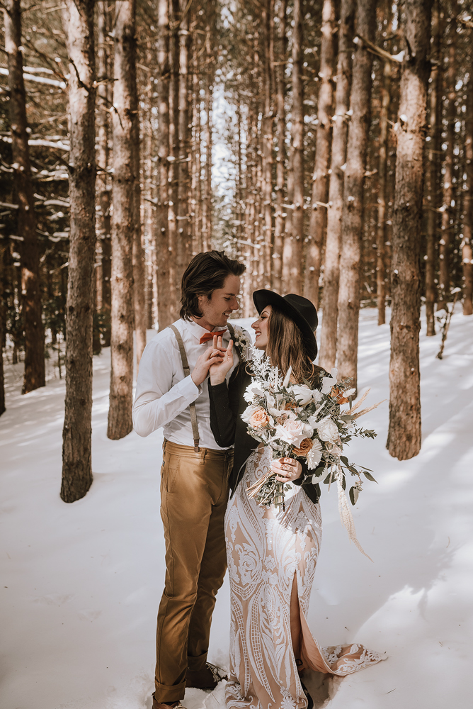 winter cabin elopement