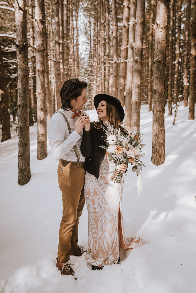 winter cabin elopement