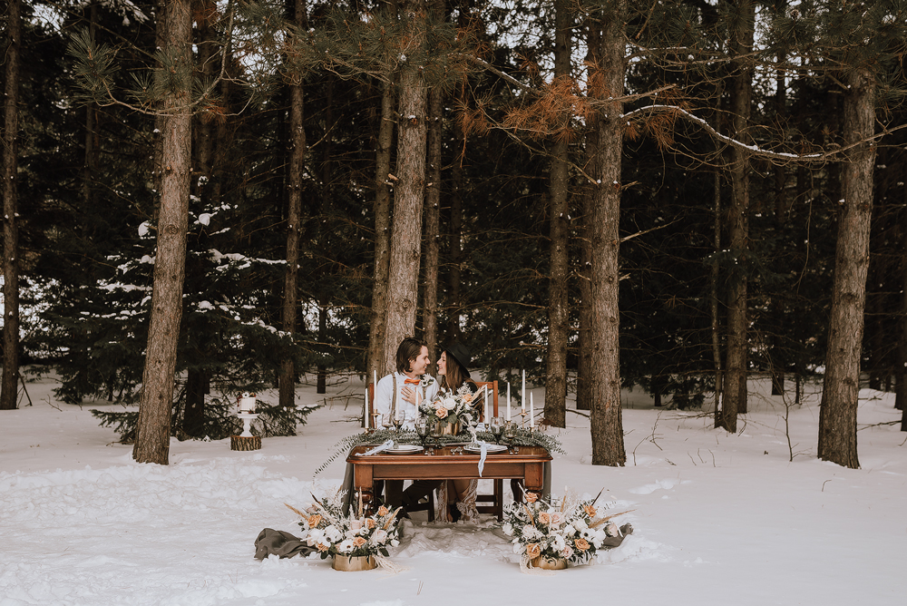 winter cabin elopement