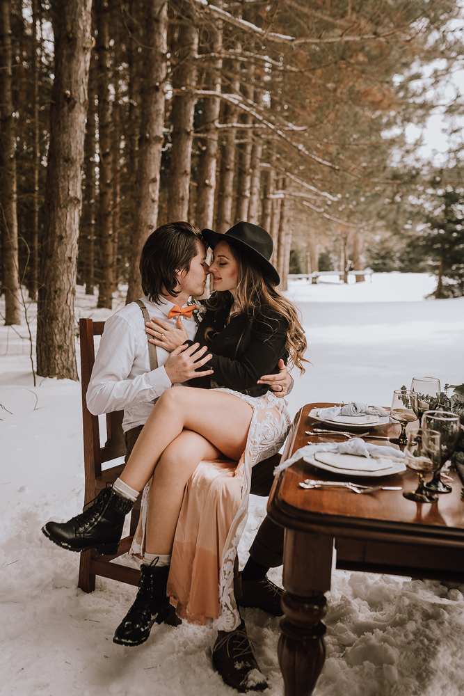 winter cabin elopement