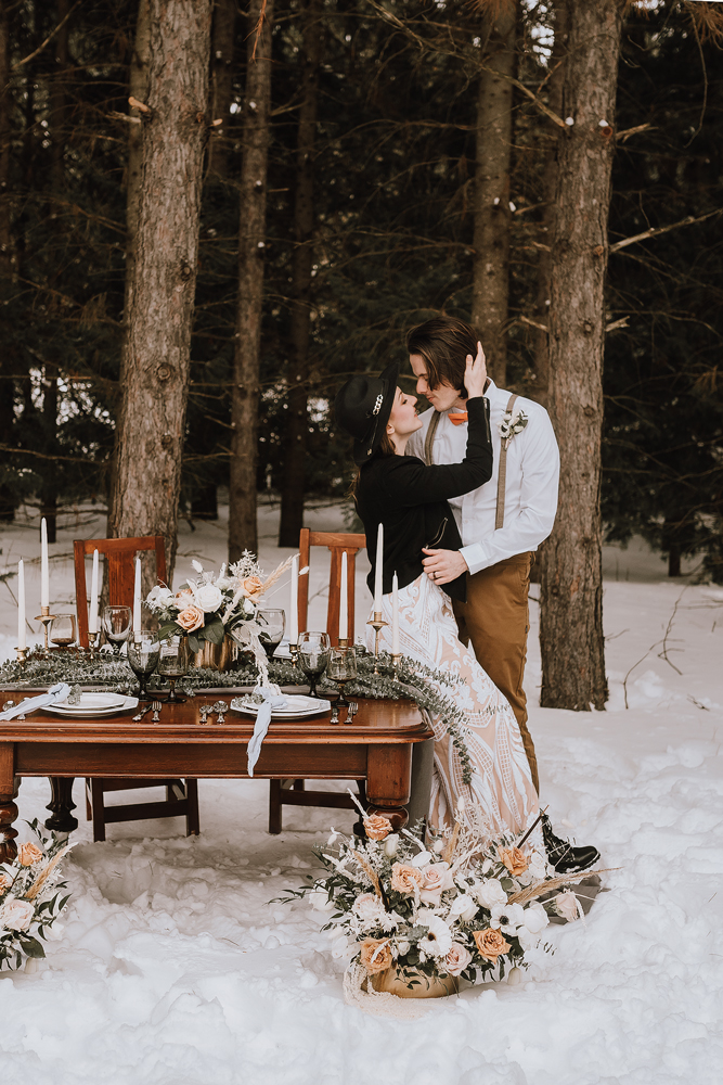 winter cabin elopement