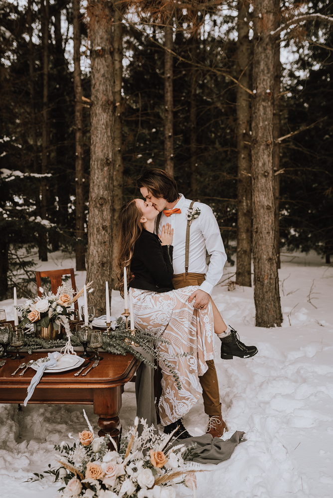 winter cabin elopement