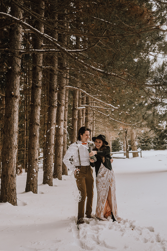 winter cabin elopement