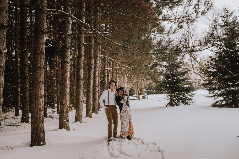 winter cabin elopement