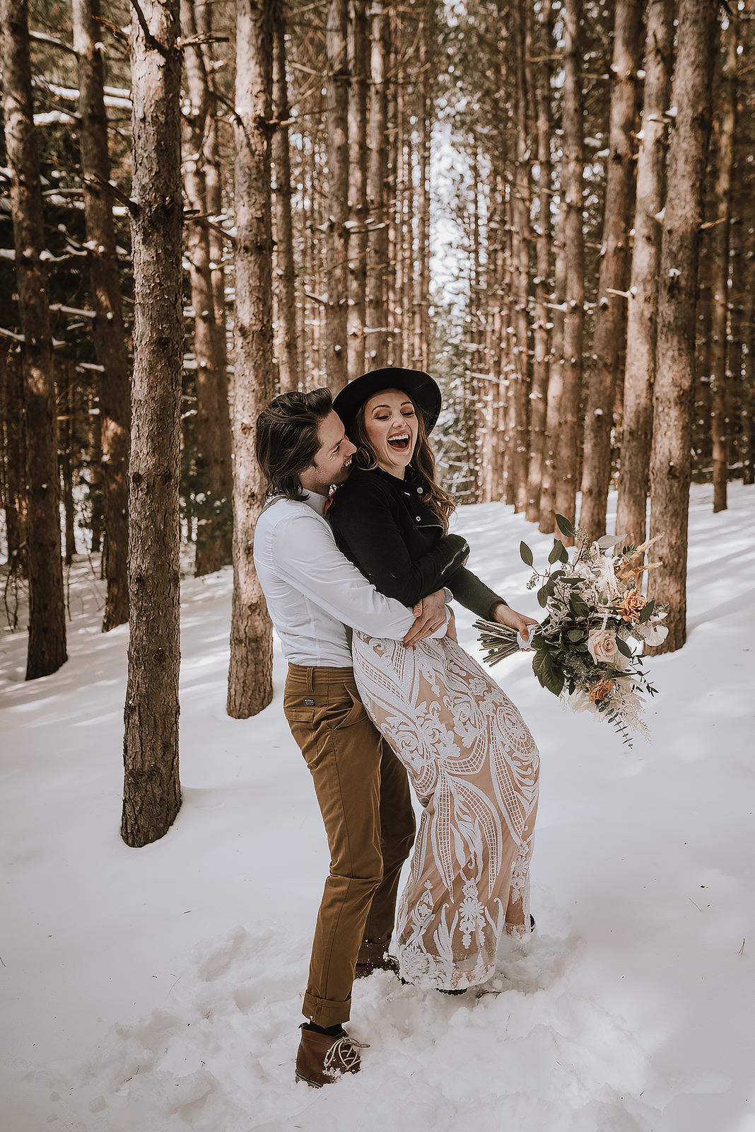 winter cabin elopement