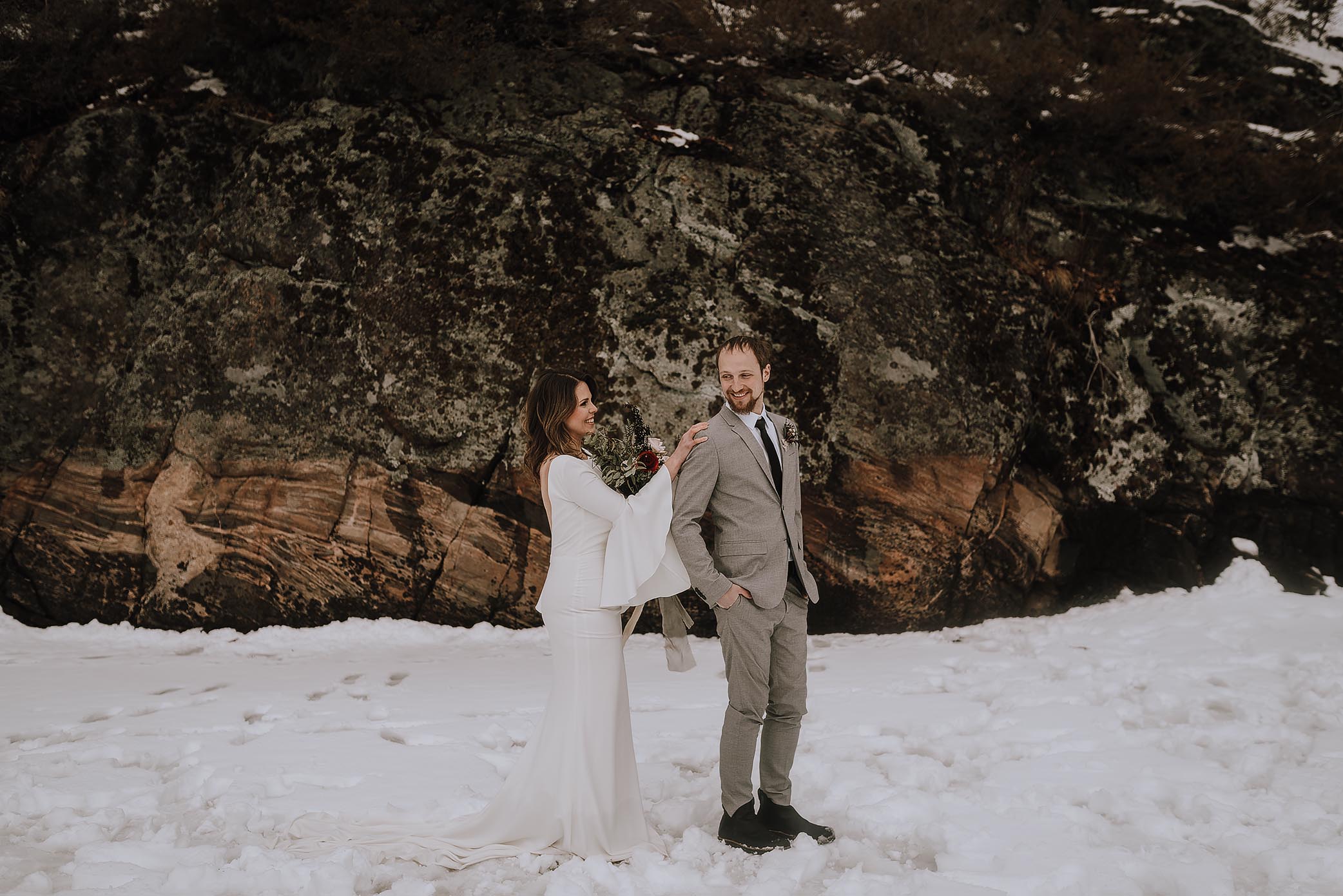 intimate winter elopement