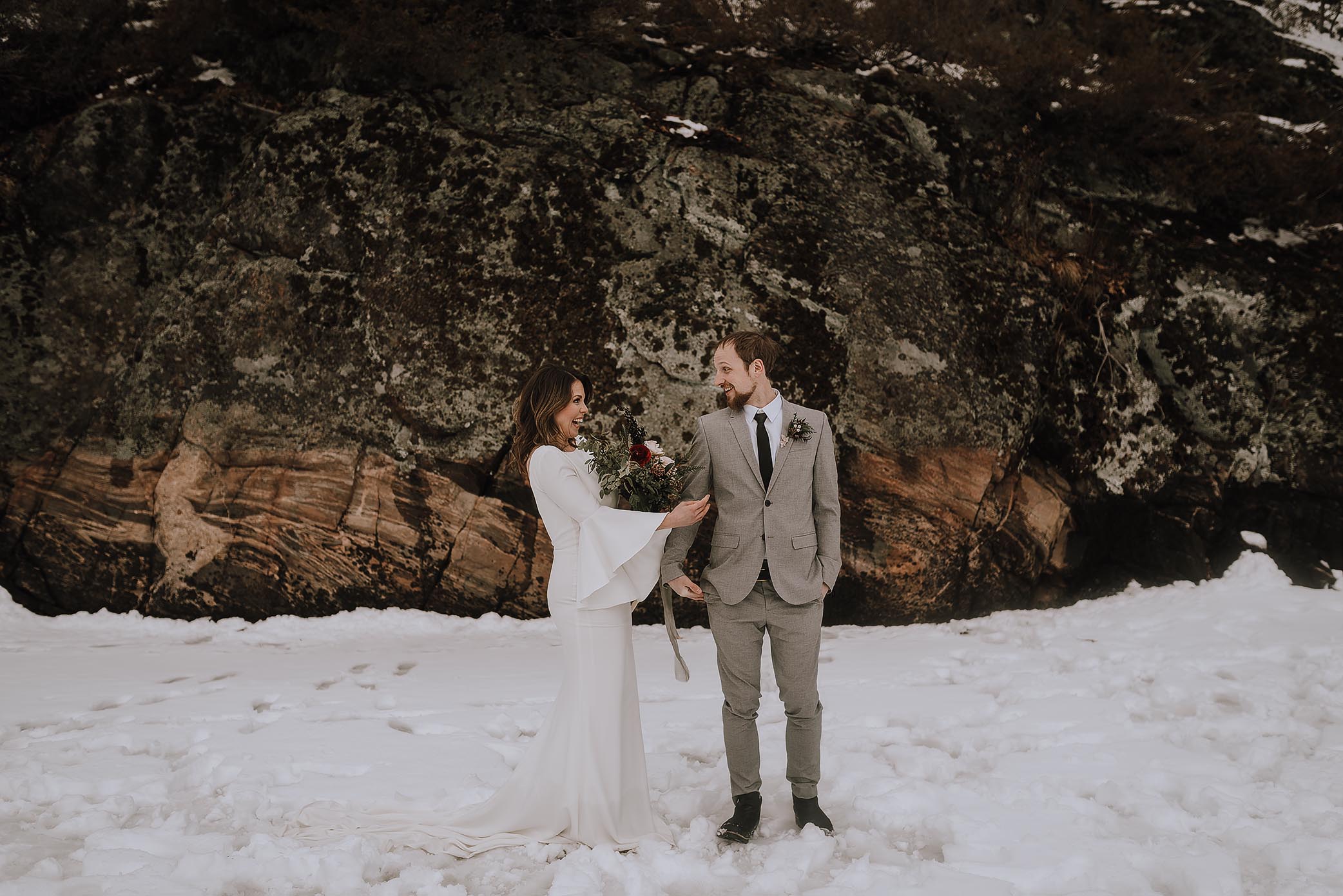 intimate winter elopement