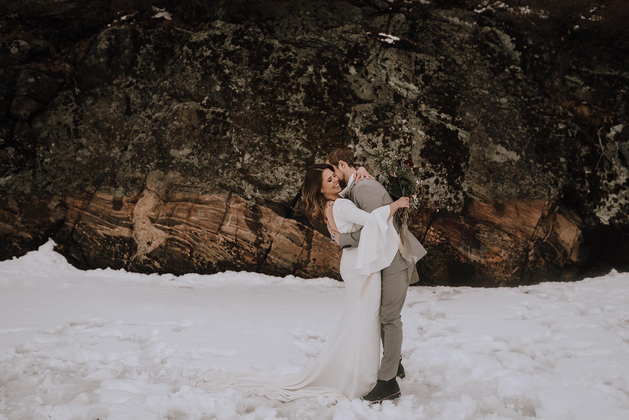 intimate winter elopement