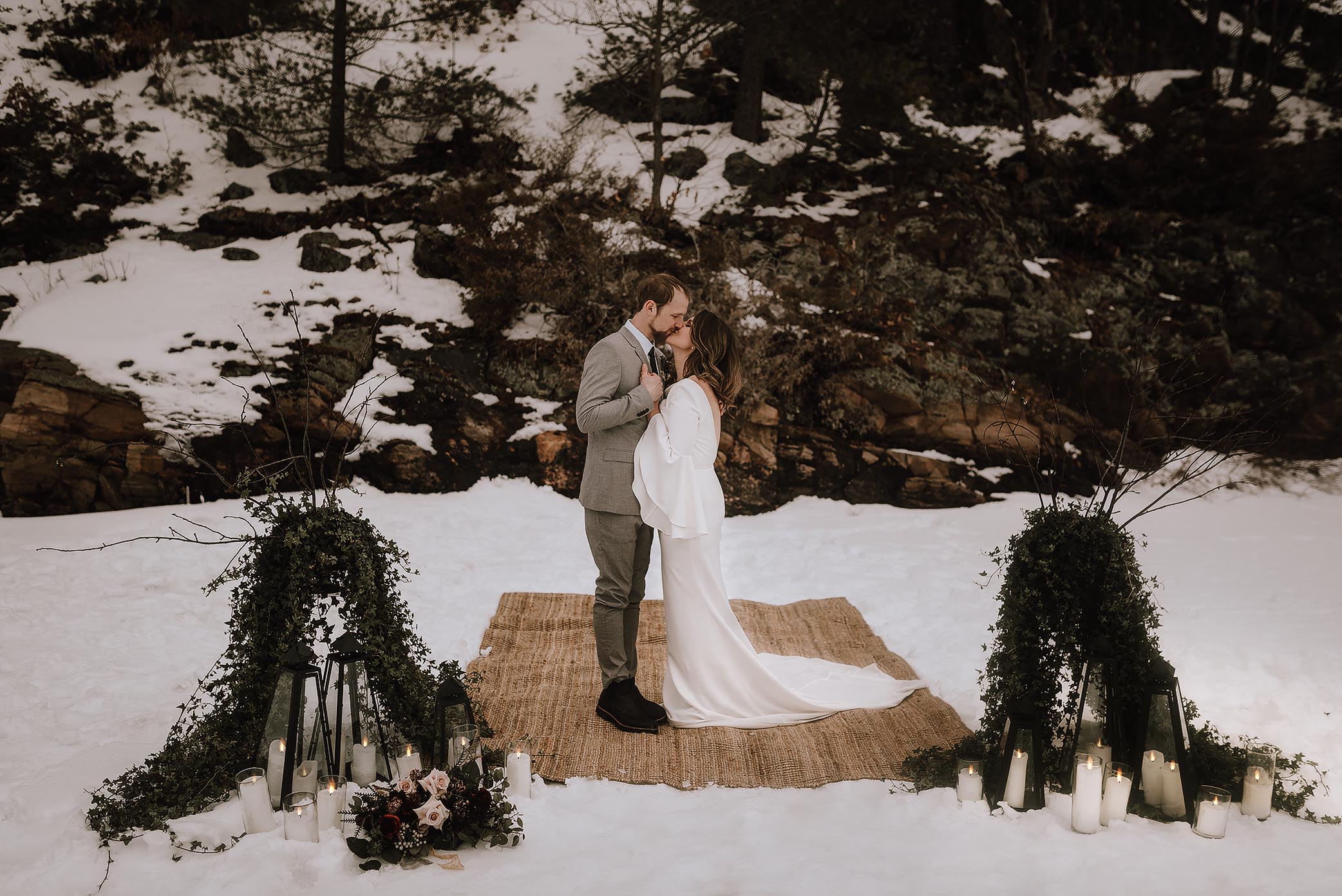 intimate winter elopement