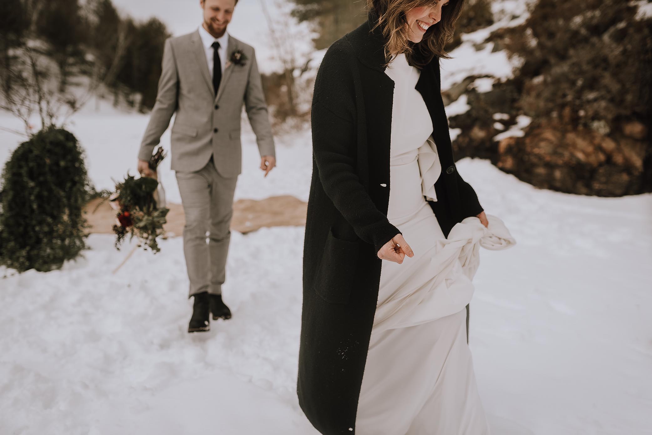 intimate winter elopement