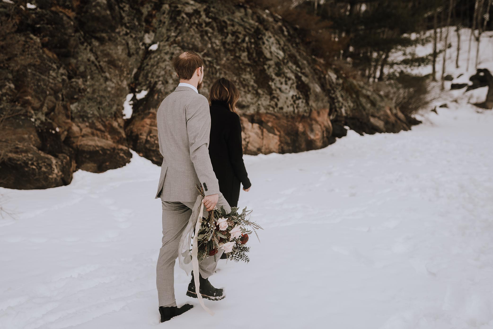 intimate winter elopement