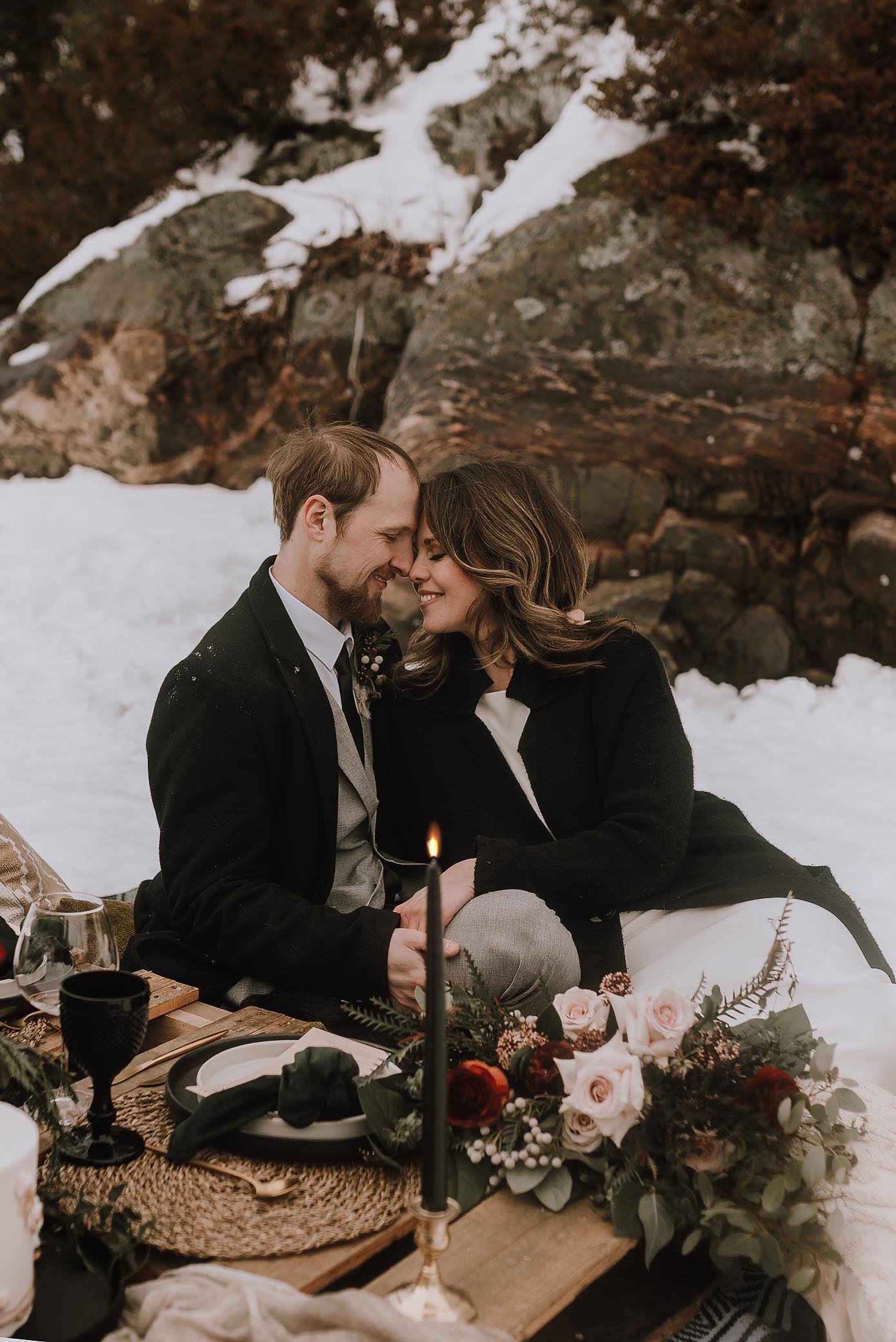 intimate winter elopement