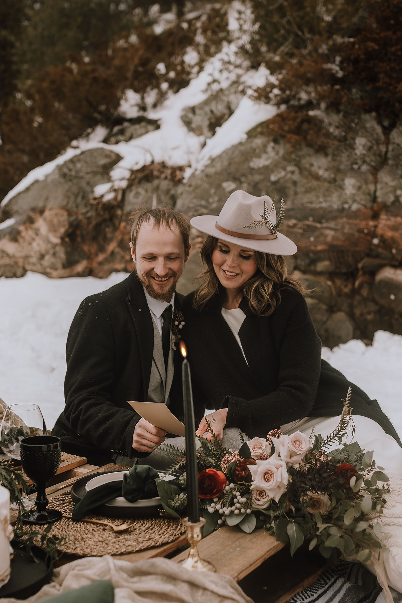 intimate winter elopement