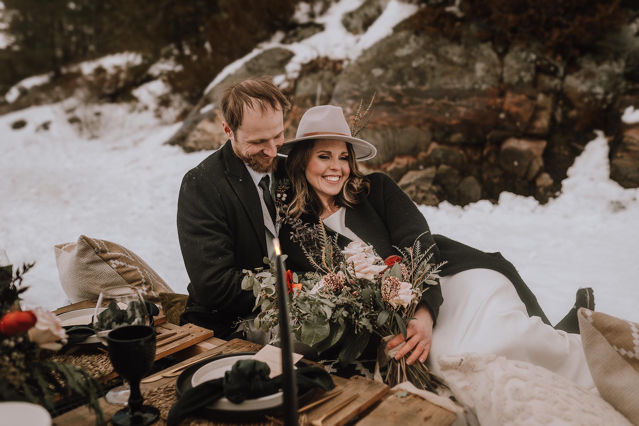 intimate winter elopement